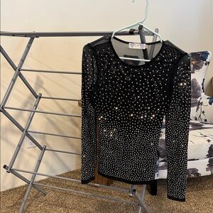 LC Lauren Conrad Black Rhinestone Blouse